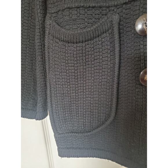 Goat Jane Atelier 100% Merino Black Chunky Knit Sweater Cardigan, Size Small - Picture 6 of 11